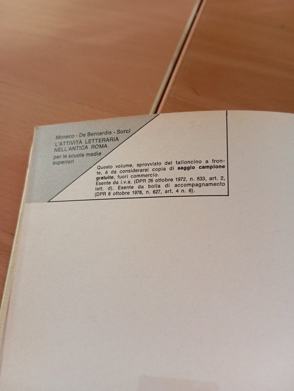 L'attività letteraria nell'Antica Roma, Monaco De Bernardis Sorci, Palumbo, 1982