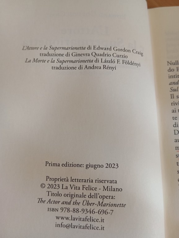 L'attore e la supermarionetta, Edward Gordon Craig, La vita felice, …