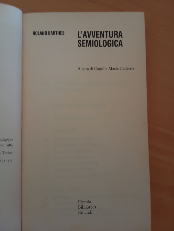 L'avventura semiologica, Roland Barthes, Einaudi, 1991 | Immagine Gallery 9