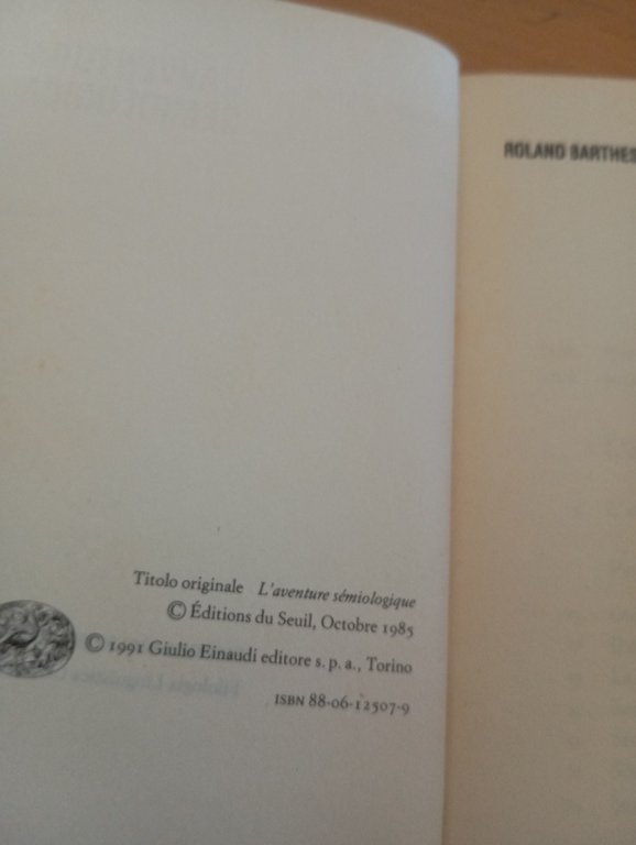 L'avventura semiologica, Roland Barthes, Einaudi, 1991 | Immagine Gallery 10