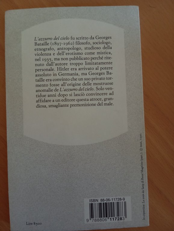 L'azzurro del cielo, Georges Bataille, Einaudi. 1990