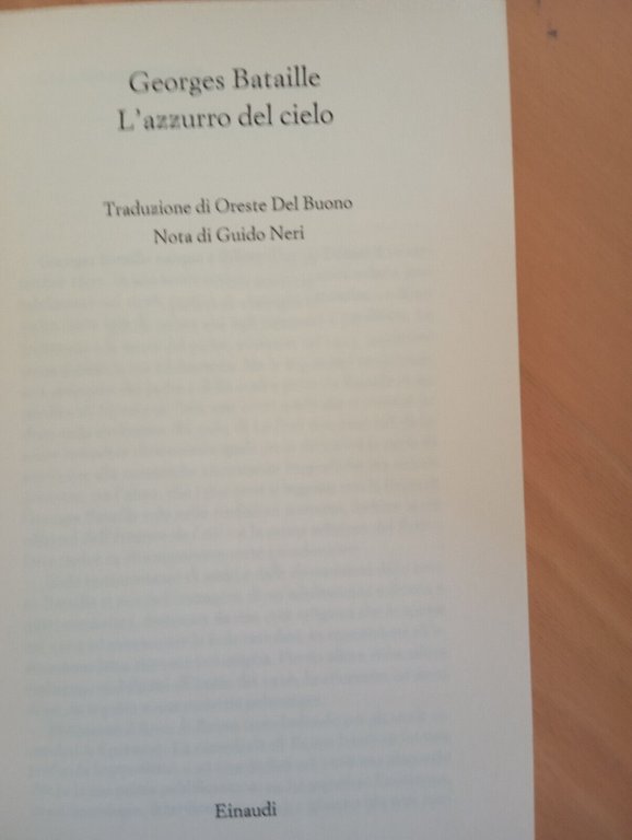 L'azzurro del cielo, Georges Bataille, Einaudi. 1990