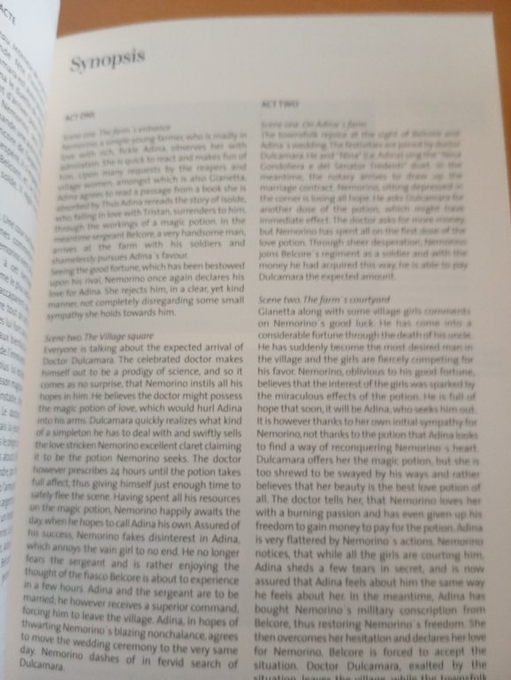 L'elisir d'amore, Libretto, Opera di Roma, 2014