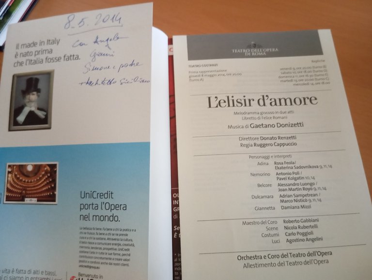 L'elisir d'amore, Libretto, Opera di Roma, 2014