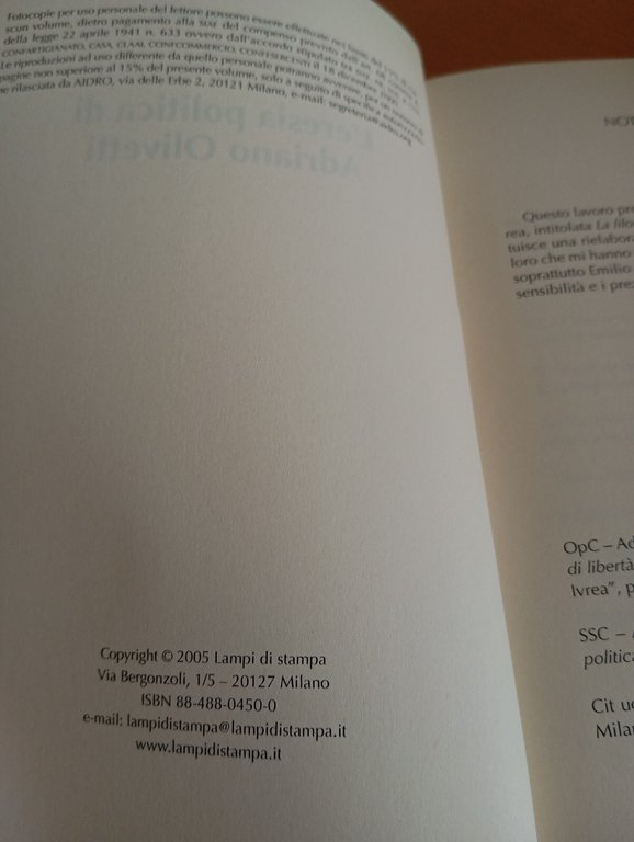 L'eresia politica di Adriano Olivetti, Michele Mornese, Lampi di stampa, …