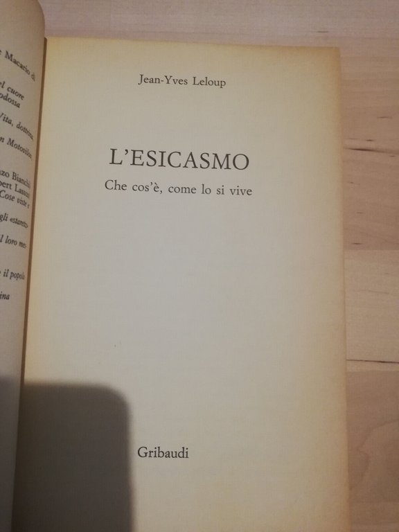 L'esicasmo, Jean-Yves Leloup, Garibaudi, 1999