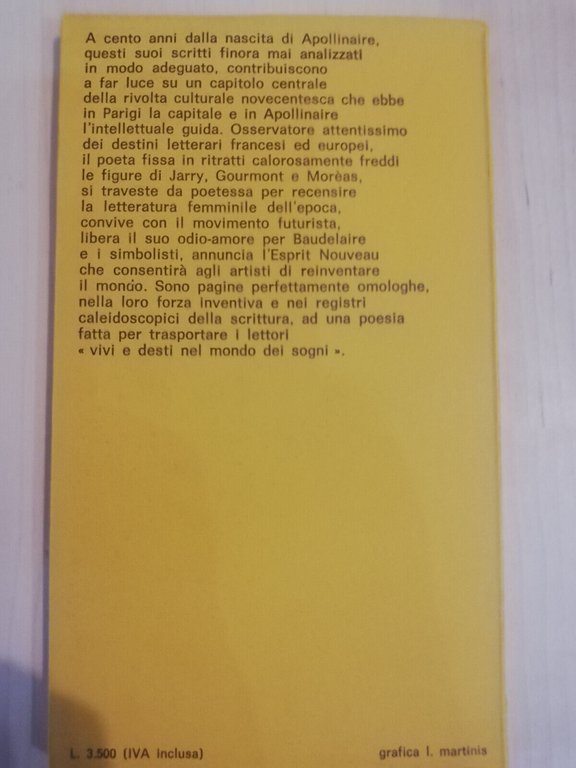 L'esprit nouveau. Letteratura femminile, Guillaume Apollinaire, Lerici, 1980