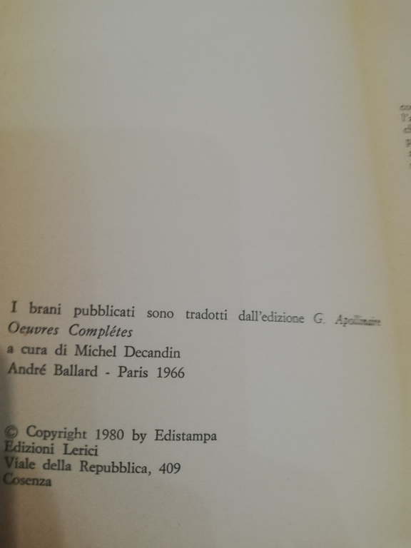 L'esprit nouveau. Letteratura femminile, Guillaume Apollinaire, Lerici, 1980