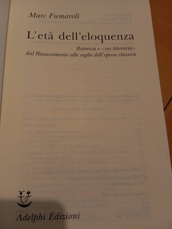 L'età dell'eloquenza, Marc Fumaroli, Adelphi, 2002