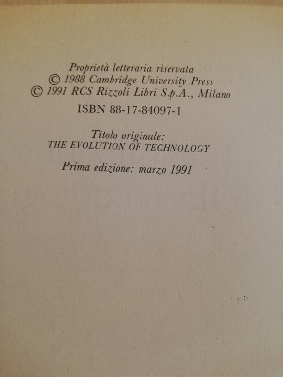 L'evoluzione della tecnologia. Cause, modalità... George Basalla, 1991, Rizzoli