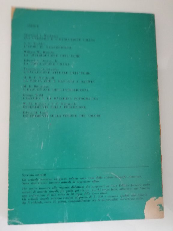 L'evoluzione e la specie umana, 1968, Zanichelli