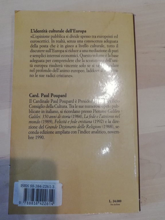 L'identità culturale dell'Europa, a cura di Paul Poupard, Piemme, 1994