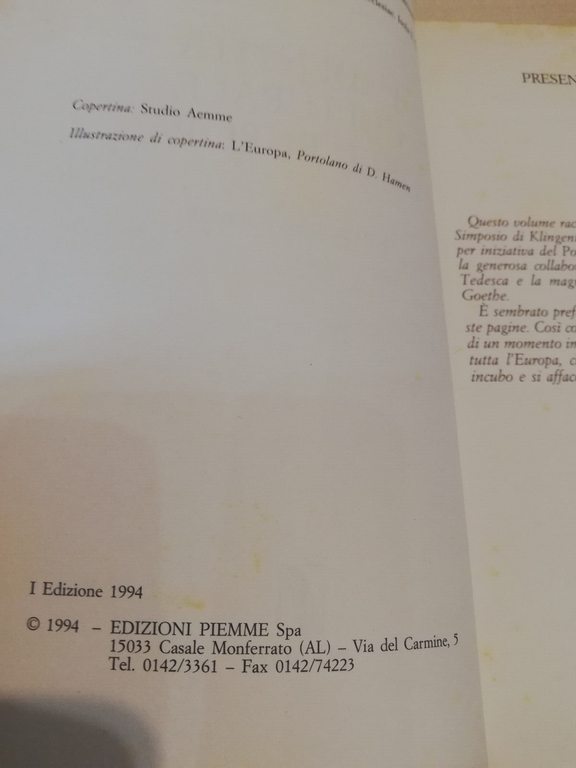 L'identità culturale dell'Europa, a cura di Paul Poupard, Piemme, 1994