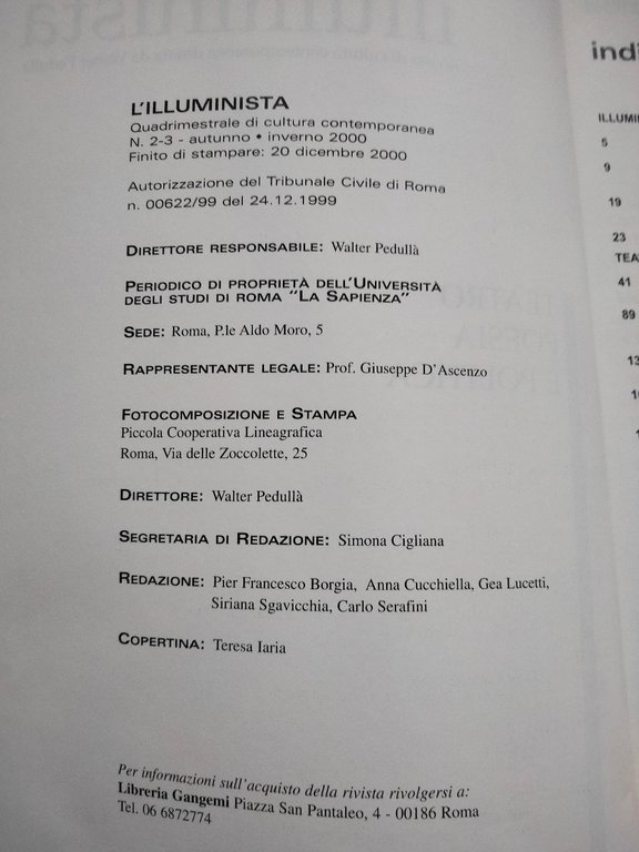L'illuminista, teatro poesia e politica numero 2-3 anno 1, 2000
