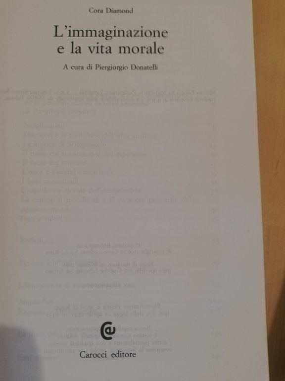 L'immaginazione e la vita morale, Cora Diamond, Carocci, 2006 | Immagine Gallery 10