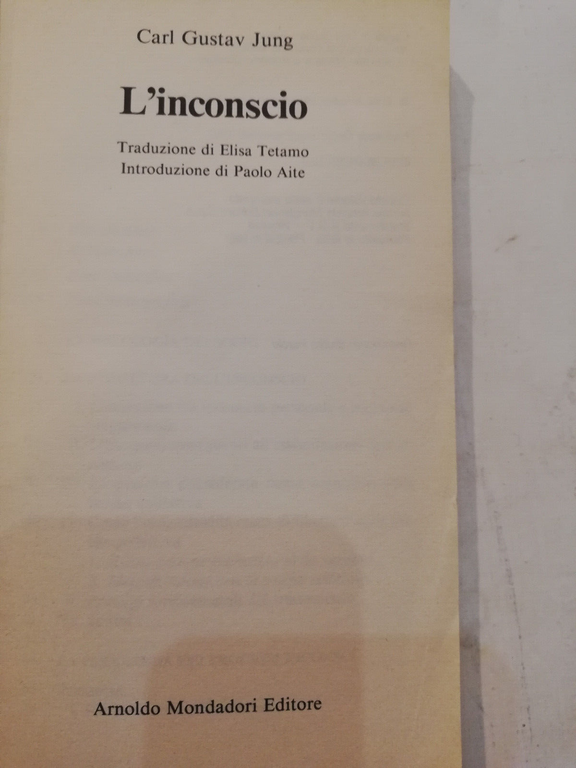 L'inconscio, Carl Gustav Jung, 1992, Mondadori