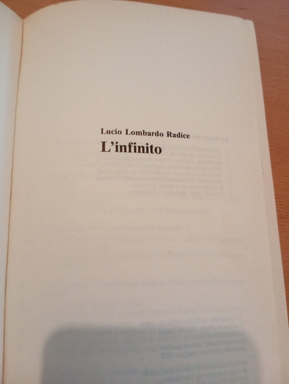 L'infinito, Lucio Lombardo Radice, Editori Riuniti, 1982