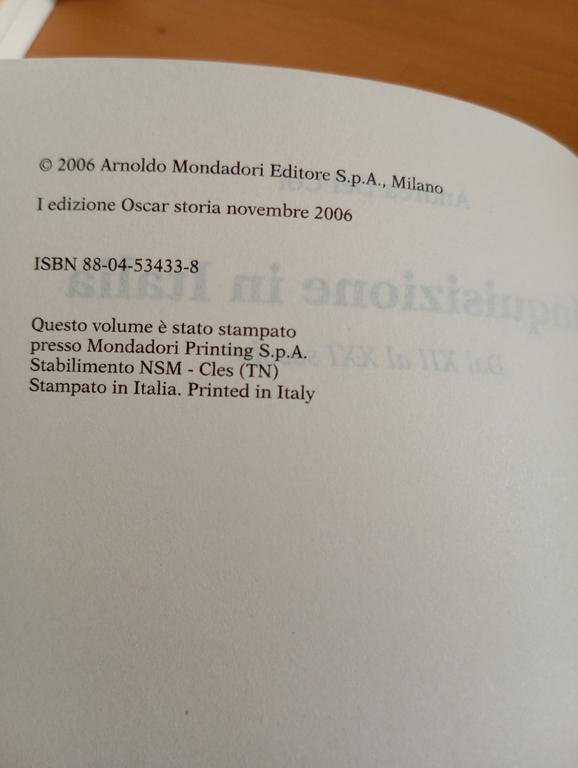 L'inquisizione in Italia, Andrea Del Col, Mondadori, 2006