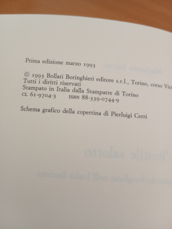 L'inutile salotto, Mariuccia Salvati, Bollati Boringhieri, 1993