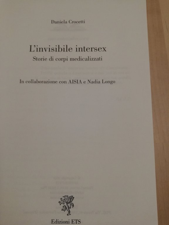L'invisibile intersex. Storie di corpi medicalizzati, Daniela Crocetti, 2013 ETS
