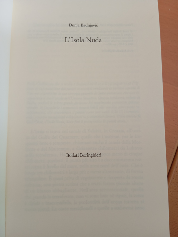 L'isola nuda, Dunja Badnjevic, Bollati Boringhieri, 2008