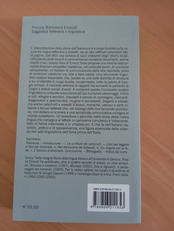 L'italiano Nascosto Una storia linguistica e culturale Enrico Testa Einaudi …