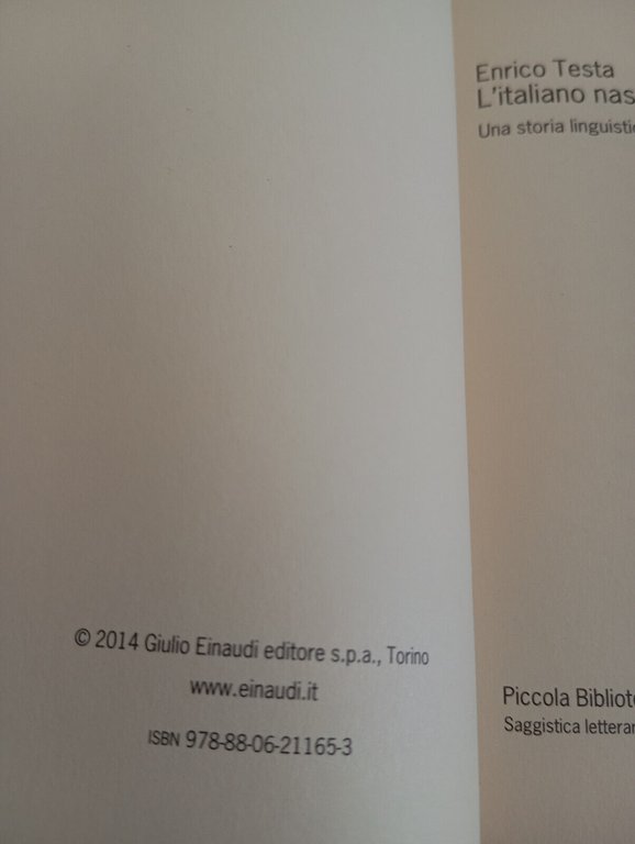 L'italiano Nascosto Una storia linguistica e culturale Enrico Testa Einaudi …