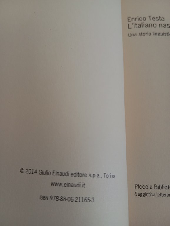 L'italiano Nascosto Una storia linguistica e culturale Enrico Testa Einaudi …