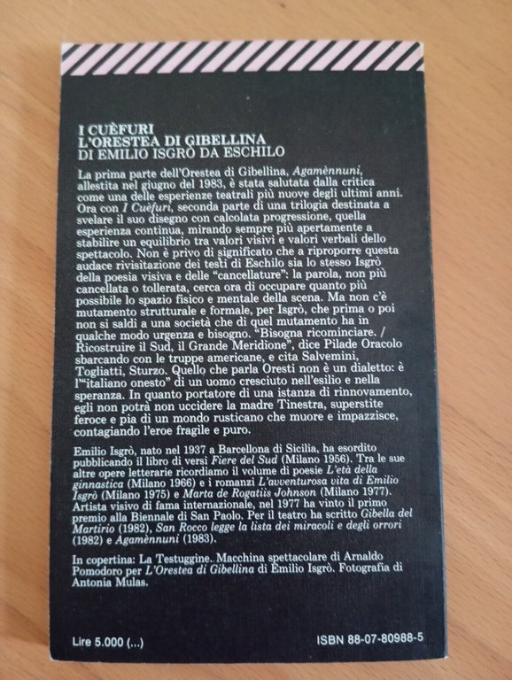 L'Orestea di Gibellina, Di Emilio Isgrò da Eschilo, I Cuèfuri, …