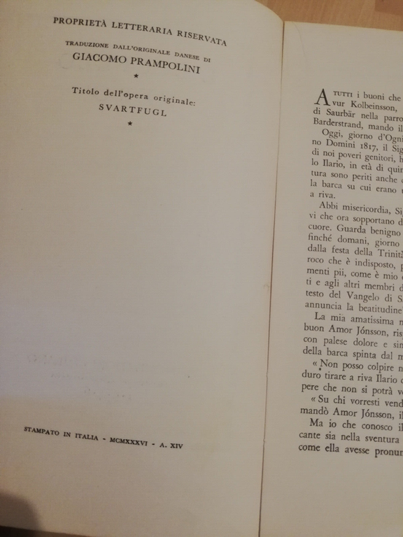 L'uccello nero, Gunnar Gunnarsson, 1936, Mondadori