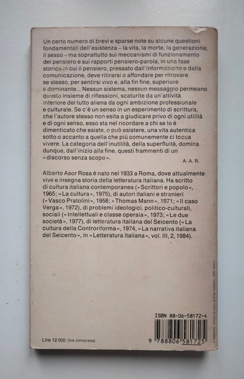 L'ultimo paradosso, Alberto Asor Rosa, Einaudi, 1985