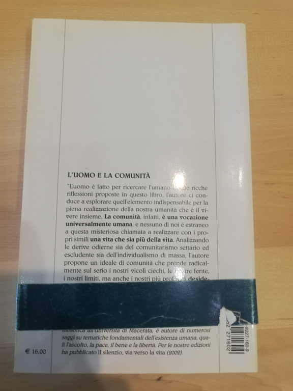 L'uomo e la comunità, Roberto Mancini, Qiqajon, 2004