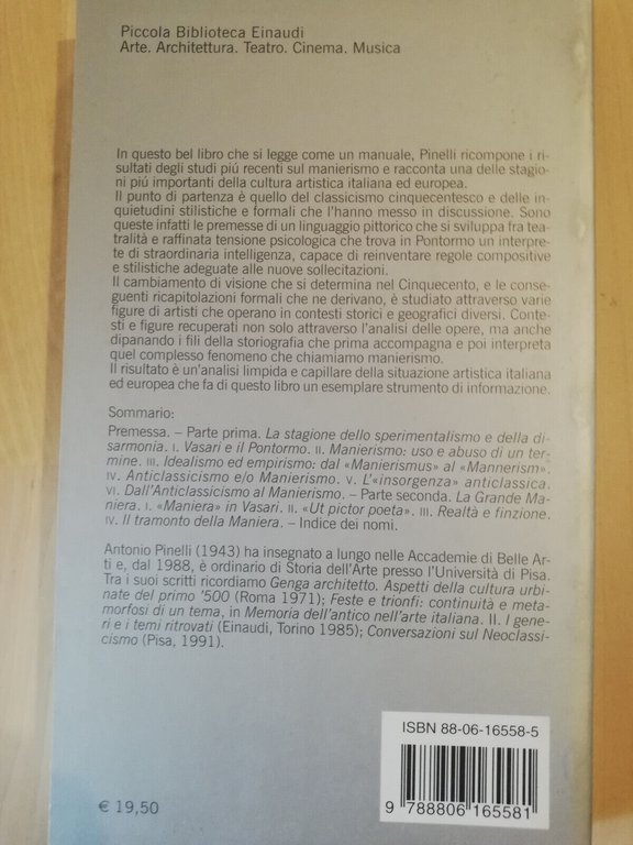 La bella maniera. Artisti del Cinquecento, Antonio Pinelli, 2003 Einaudi, …