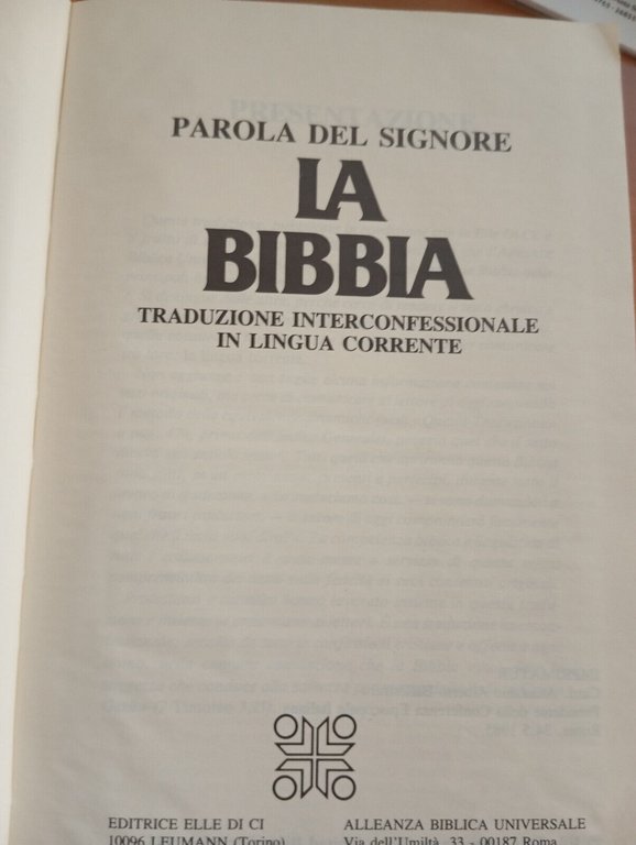 La Bibbia in lingua corrente, Elle Di Ci, 1985