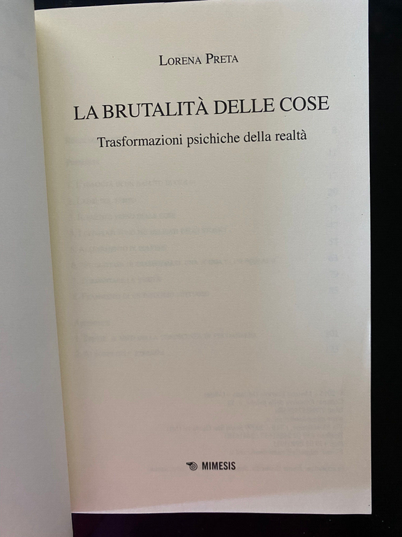 La brutalità delle cose, Lorena Preta, Mimesis, 2015