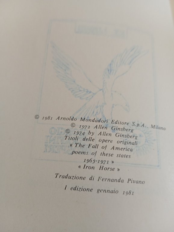 La caduta dell'America, Allen Ginsberg, Mondadori Lo specchio, 1981, 1° …
