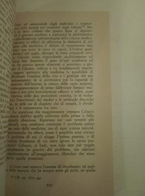 La certezza della medicina, Cabanis, Laterza, 1974 edizione storica