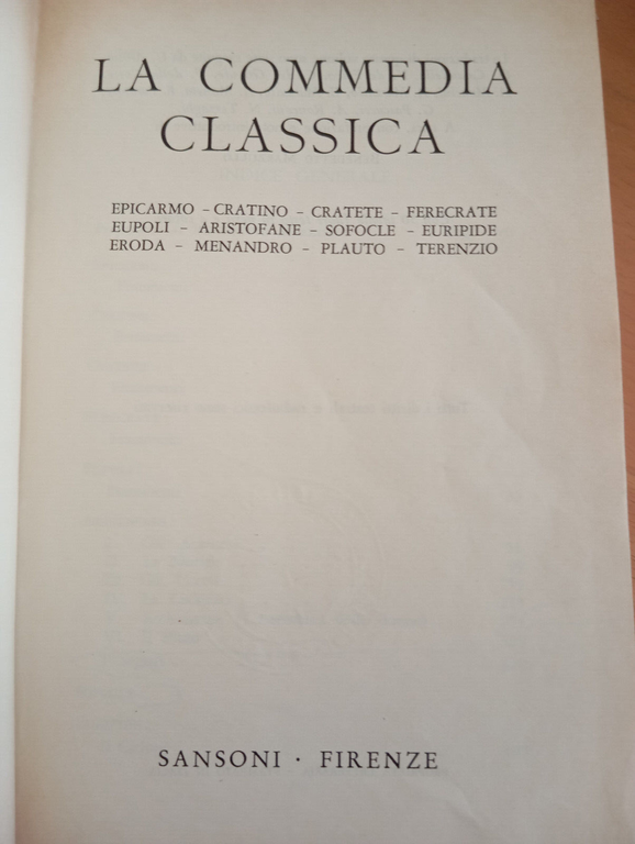 La commedia classica, Sansoni, 1955