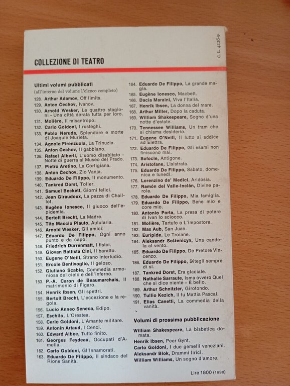 La commedia della vanità, Elias Canetti, Einaudi Teatro, 1975
