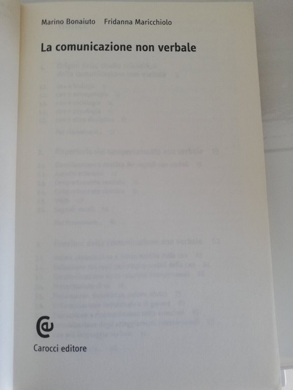 La comunicazione non verbale, Marino Bonaiuto, Fridanna Maricchiolo 2004 Carocci