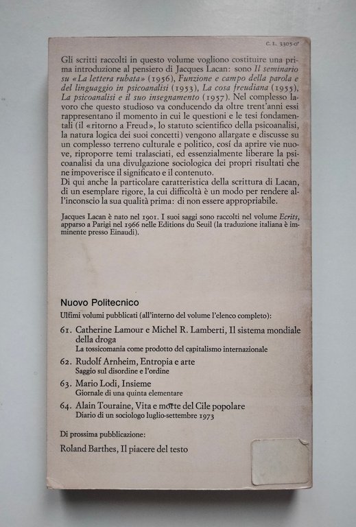 La cosa freudiana e altri scritti, Jacques Lacan, Einaudi, 1972