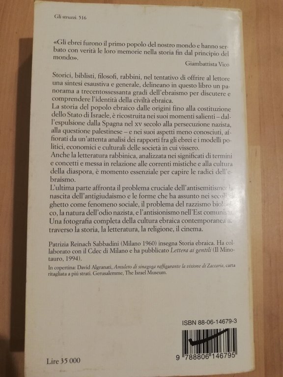 La cultura ebraica, Patrizia Reinach Sabbadini (a cura), 2000, Einaudi