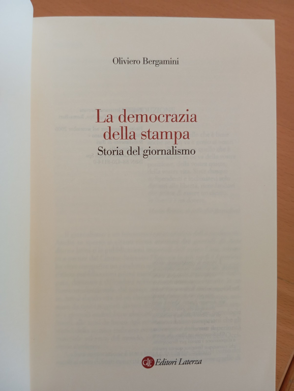 La democrazia della stampa. Storia del giornalismo, O. Bergamini, Laterza, … | Immagine Gallery 7