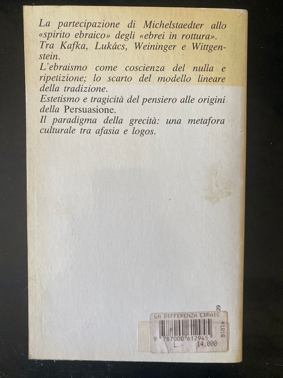 La differenza ebraica, Piero Pieri, Cappelli, 1984