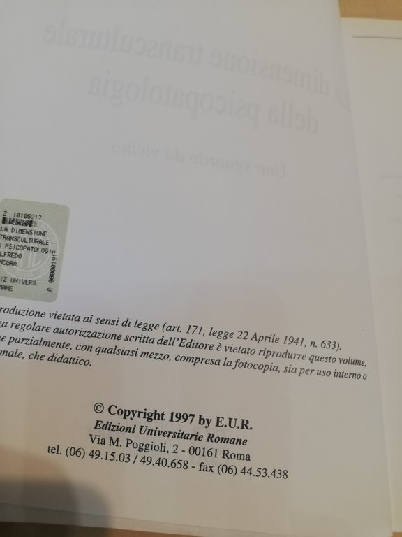 La dimensione transculturale della psicopatologia, Alfredo Ancora, EUR, 1997 | Immagine Gallery 11