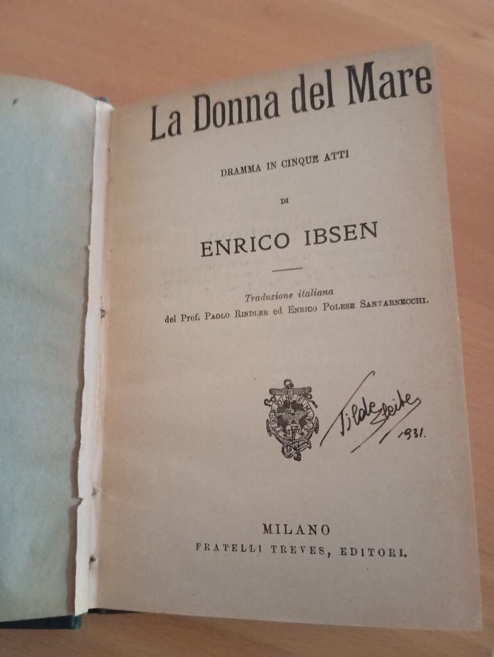 La donna del mare, Enrico Ibsen Fratelli Treves, 1912