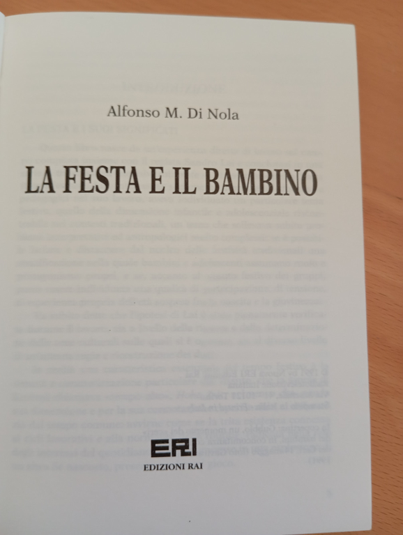 La festa e il bambino, Alfonso M. Di Nola, ERI, …