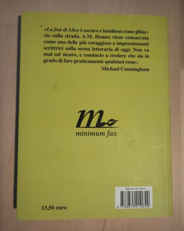 La fine di Alice, A. M. Homes, Minimum fax, 2005