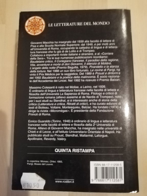 La letteratura francese dal romanticismo al simbolismo, 2000, Rizzoli