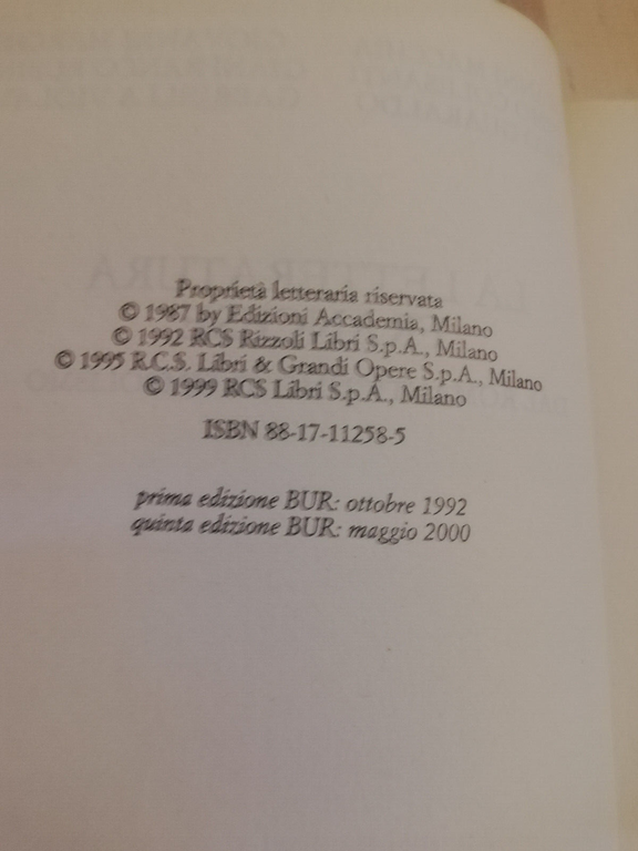 La letteratura francese dal romanticismo al simbolismo, 2000, Rizzoli